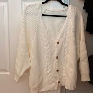 Cream oversized cable knit cardigan